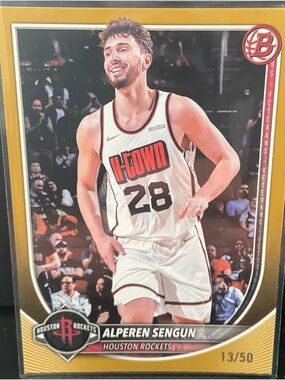 2025-2026 Bowman Alperen Sengun Gold 13/50 133 Houston Rockets